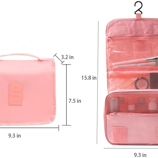 Multifunktionell Bärbar Reseväska för Toalettartiklar Kosmetika Makeup Rosa