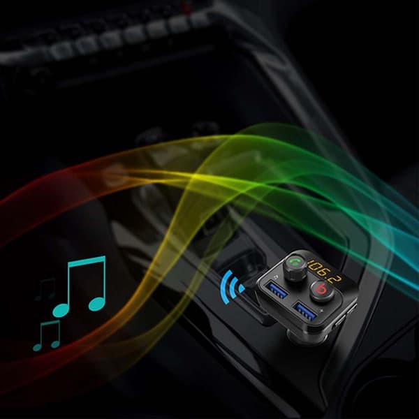 Bluetooth 5.0 FM-sändare, LED-bilsradio Bluetooth-adapter KLB