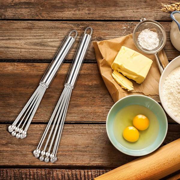2 stk. Rustfrit Stål Ballpisker Metal Ægpisker Køkken