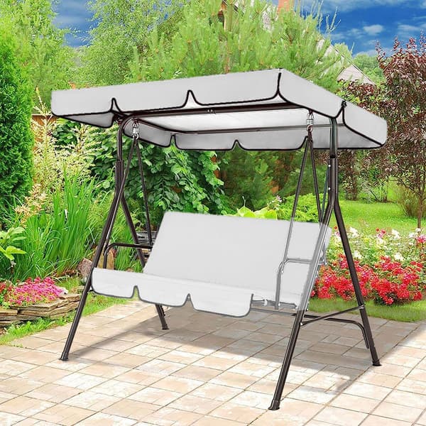 Porch Swing Canopy Vanntett Swing Deksel Hage Swing Grå