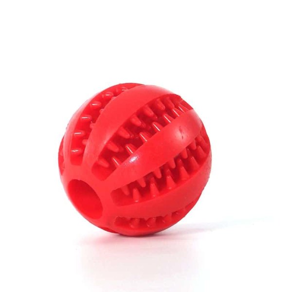 Hundeball, Hundelekeball, Hundetyggeballleke, interaktiv lekeball, for små, middels, store hunder, 5 cm naturgummi, tannrengjøring, hundeleke, hundespill (rød)