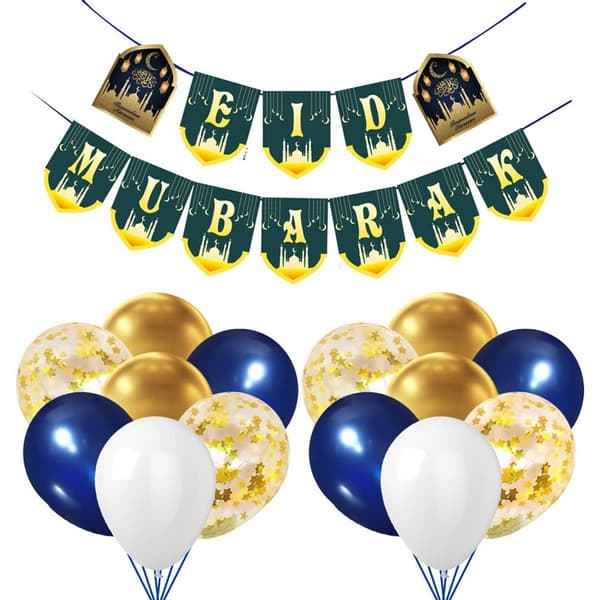 Sæt Eid Mubarak Ramadan festdekoration, Eid Mubarak banner Ramadan flagranke KLB