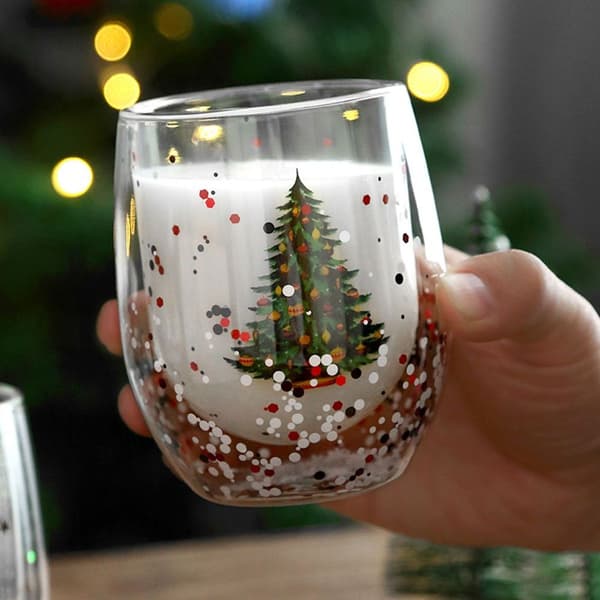 Söt te- och kaffemugg med dubbel vägg, julklappsstil 2, 11-16oz KLB