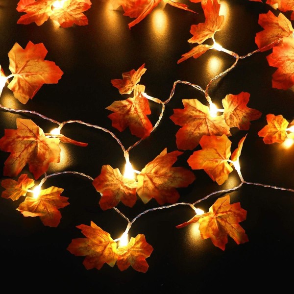 Efterårs fe lys, 30 LED ahorn blade fe lys, efterårs dekoration med KLB