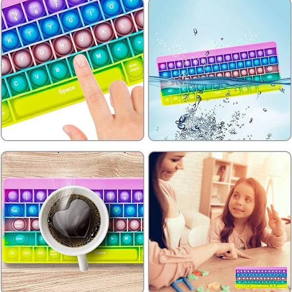 Pop It Fidget, Trykk Pop Boble Fidget Sensorisk Regnbue KLB