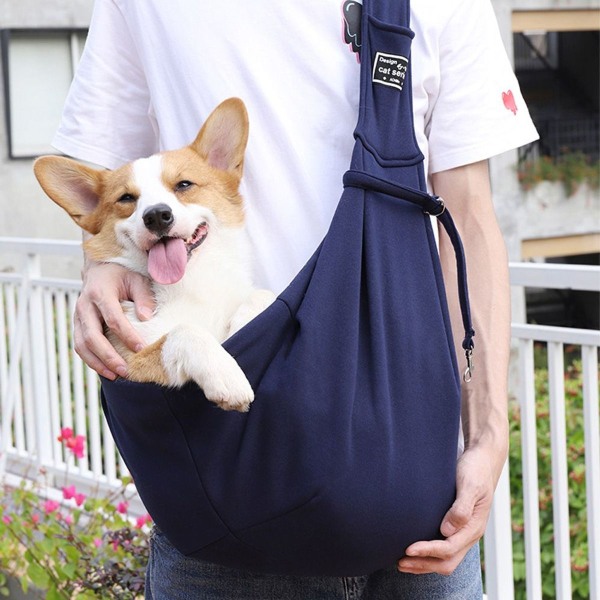 Hundebæretaske, hundebæretaske til små hunde med justerbar marineblå