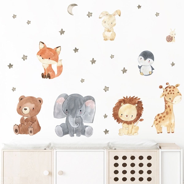 Skogsdyr Ark Wall Stickers - Bear Fox Deer Wall Stickers - Baby Room Classroom KLB