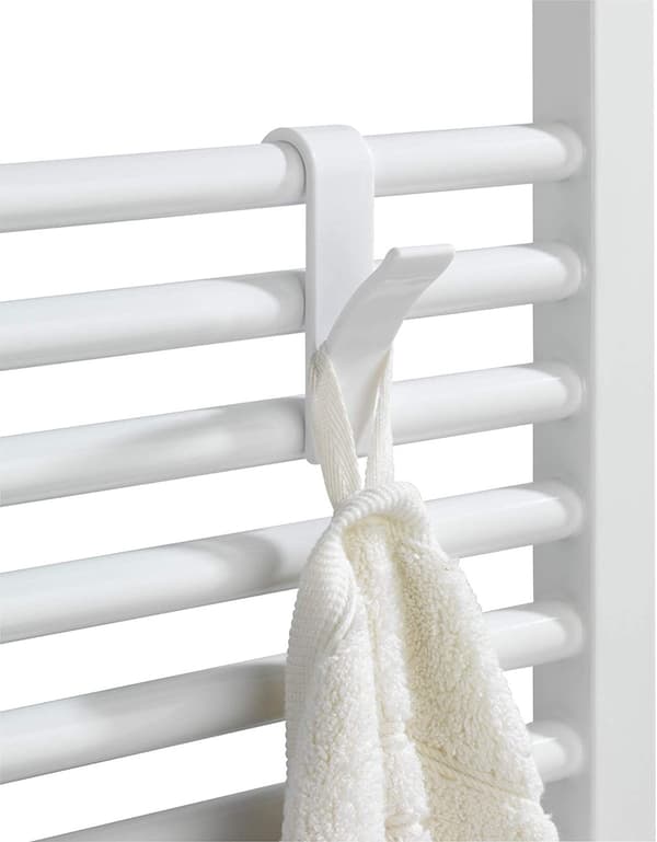 Set med 2 radiator krokar, handdukstork radiator krok, vit plast