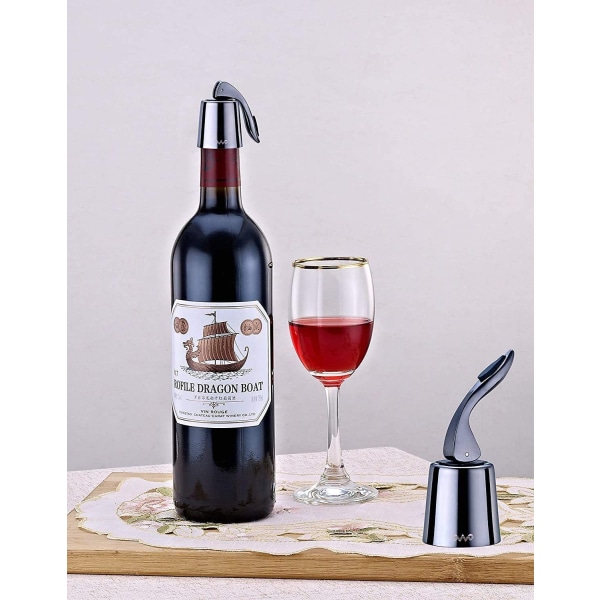 Vinstoppare, rostfritt stål med silikon, expanderbar propp, återanvändbar (svart metall 1)