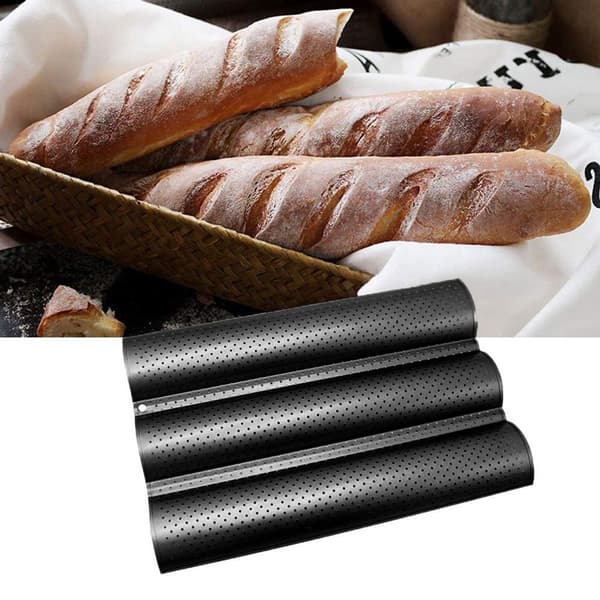 Perforert baguetteform med non-stick belegg for baking, svart KLB