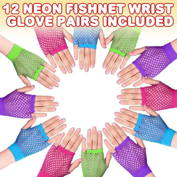 Neonhandskar för barn Set med 12 mesh handledskar Perfekta neonfest KLB