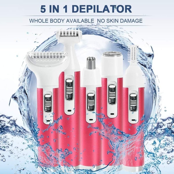 Trimmer for kvinner 5-i-1 USB oppladbar - barbersett for smertefri fjerning KLB
