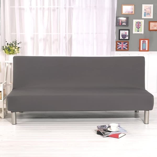 Elastisk Clic Clac-trekk til 3-seters sofa, ensfarget trekk til stue, grå