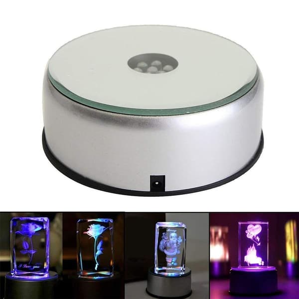 LED lys coaster til glasblok stemningslys roterende base farverig KLB