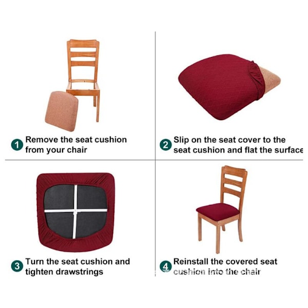 Jacquard-präglad stolsöverdrag stretchsäteöverdrag för matsal kontor hotell bröllop (Blå, set om 4) KLB