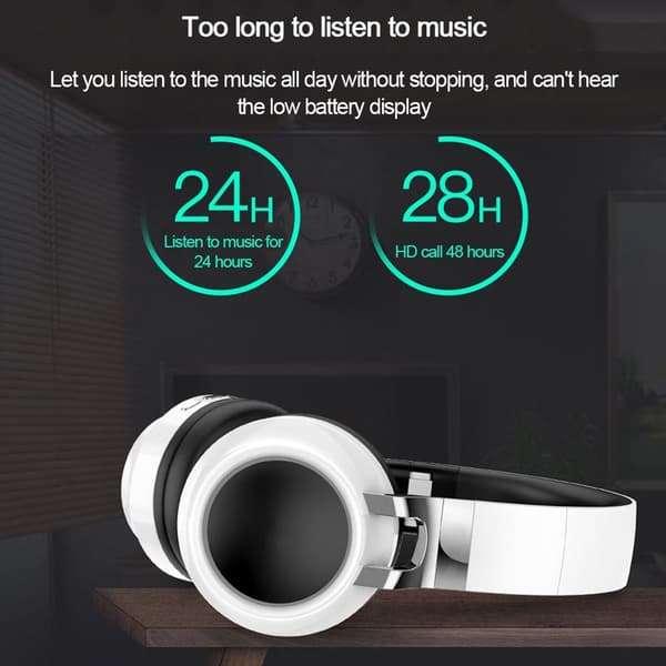 Bluetooth-hörlurar hopfällbara trådlösa, HiFi-stereohörlurar blå