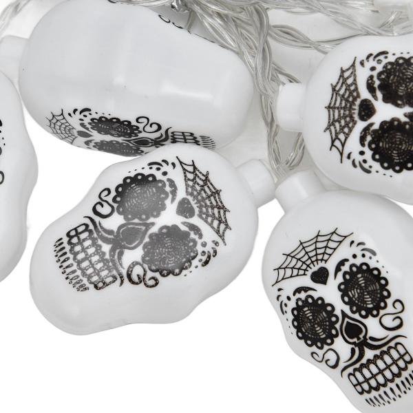 20 stk. LED Halloween kranie-lyskæde varm 3m/9.84ft batteri KLB