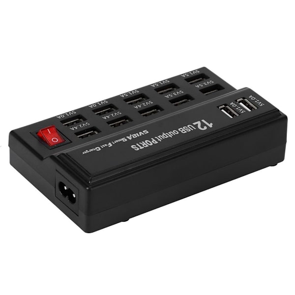 Moniporttinen kotitalouspistorasia, jossa on 12 USB-porttia ja pikalaturi KLB