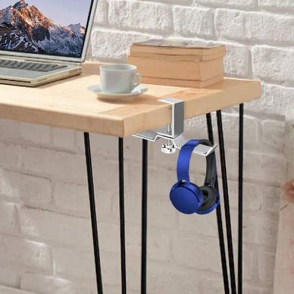 Hovedtelefonholder, dobbelt headset-stativ rotation 360 grader sølv
