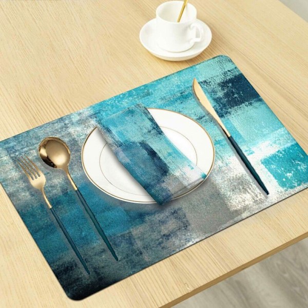 8 kappaleen paikka-alustojen sarja - Moderni taide - Maalattu abstrakti taide kodin ja keittiön sisustukseen (40 x 30 cm paikka-alustat) KLB