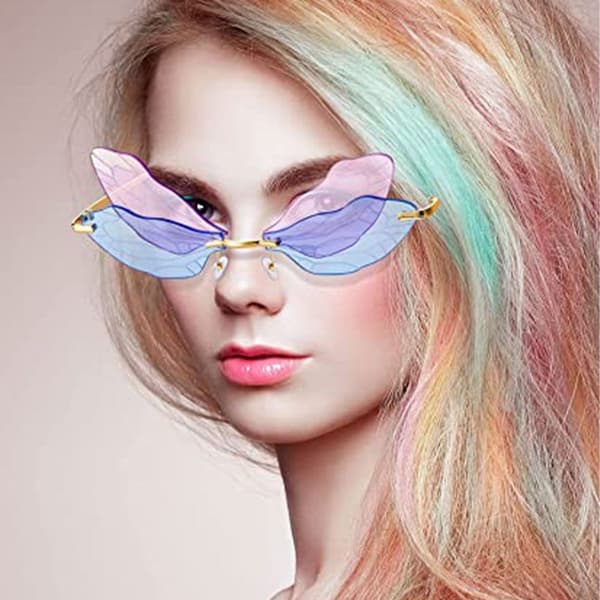 Rimless solglasögon Dragonfly Wings Irregular Style 1 KLB