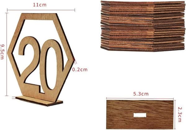 Træbordnummerholder 1-20 DIY bryllupsbordnumre med holder