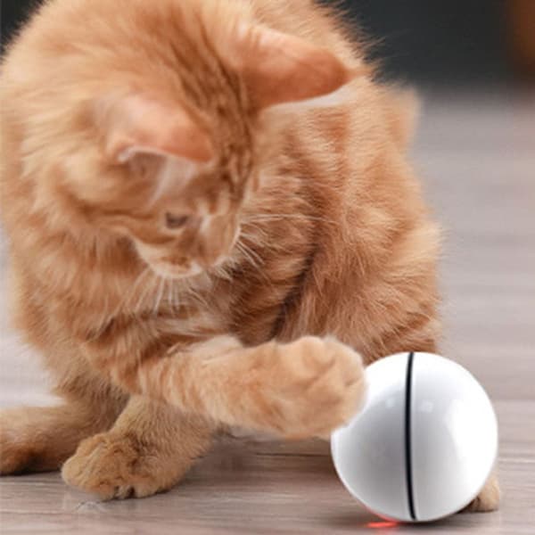 Elektrisk interaktiv kattleksak boll, USB vit KLB