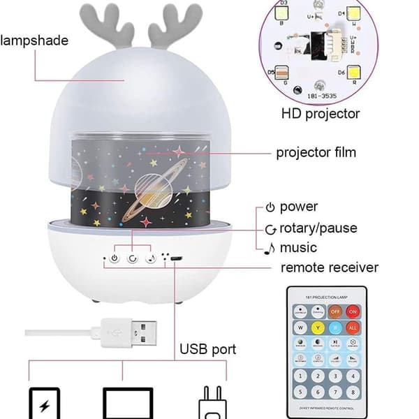 LED stjernehimmelprojektor, stjerneprojektorlys med timer KLB