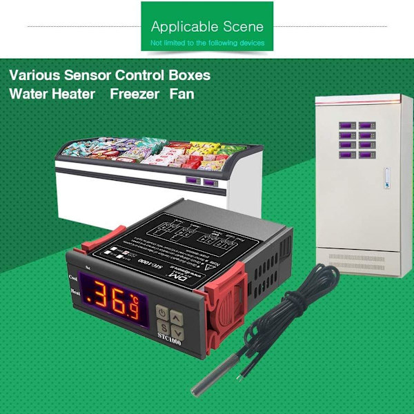 AC 110V-220V temperaturregulator, universel STC-1000 med 1 stk temperatursensorprobe