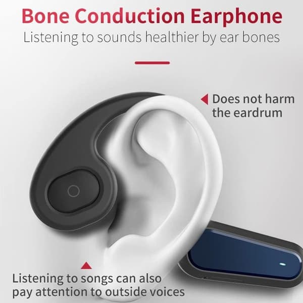 Bone Conduction-hovedtelefoner, trådløse Bluetooth-hovedtelefoner, sort