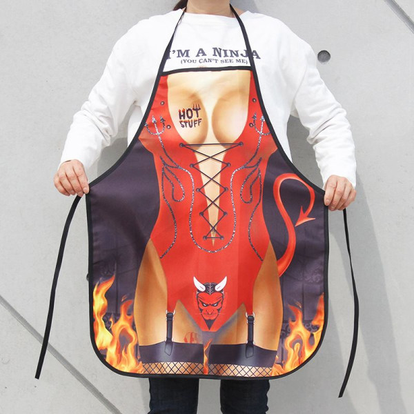 Rolig köksförkläde för vuxna, rolig matlagningsförkläde, sexiga muskelkvinnor, grillfestpartner, sexiga flammkvinnor