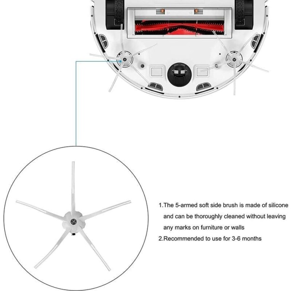 Sidoborstefilter för dammsugare till Xiaomi Roborock S5 Max S6 MaxV S6 Pure T6 med tillbehör