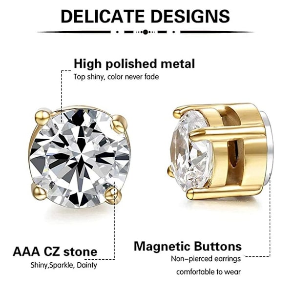 Par zircon magnet øreringe uden gennemboret guld øreringe