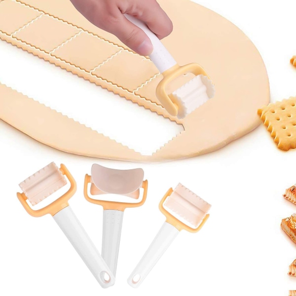 Cookie Cutter, 3 stykker plastkjeksformsett Multifunksjonskutter Kjøkkentilbehør Verktøy for Pizzakake Brød DIY Out-