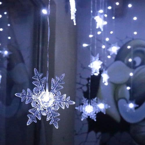 LED snøflaggjenger, gardinlys julelys