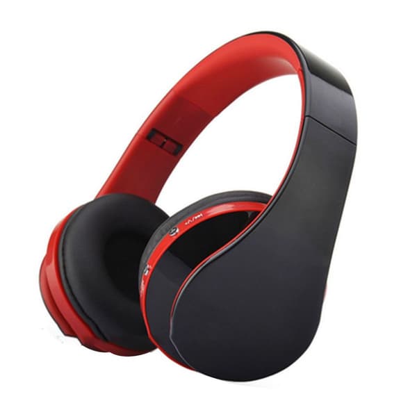 Bluetooth trådløse hovedtelefoner, over-ear headset med sort og rød