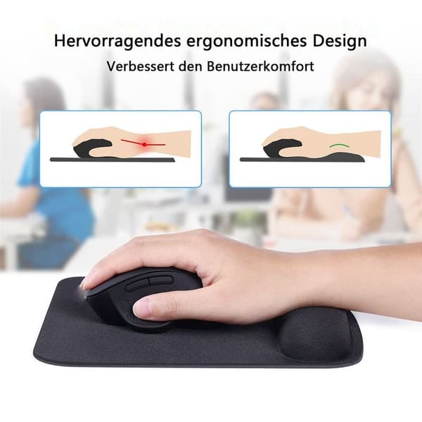 Musemåtte med gelpude, vandtæt ergonomisk komfort musemåtte kontormåtte sort