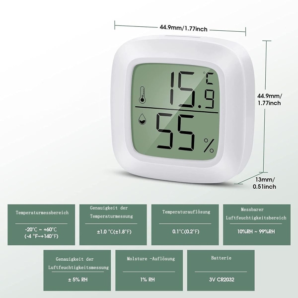 Mini LCD Digital Termometer Hygrometer Fugtighedsmåler Termometer KLB
