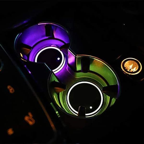 LED-drikkeholderlys, 2 stk. vandtætte coasters 7 farver