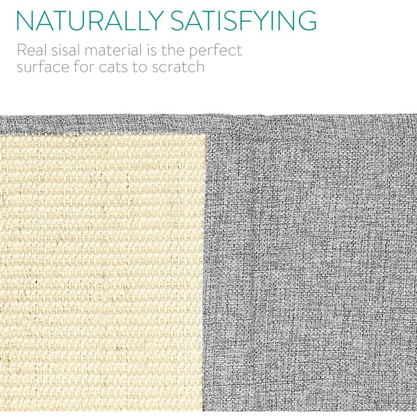 Kradseunderlag til katte - Beskyttelse af sofas, lænestole, møbler og gulve - Sisal- og linnedunderlag - 130 x 45 cm - Velegnet til katte, killinger og hunde (Lysegrå-hvid)
