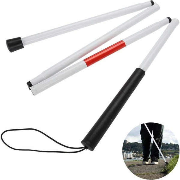 Blindestokk for blinde, aluminium, sklisikker, reflekterende, synshemmede (lengde: 124 KLB