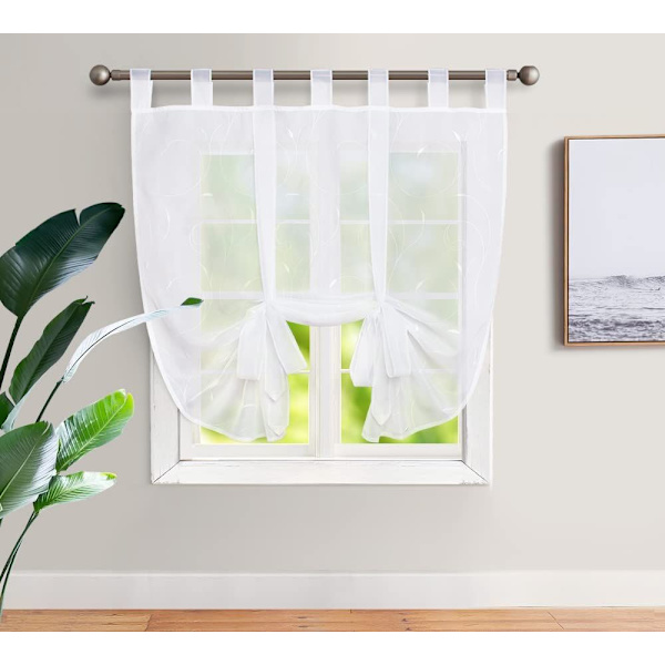 Hvid, 120 cm x 140 cm Vinduesgardin Broderi Romerske Persien Gardiner Dekoration Til Soveværelse Balkon Køkken-