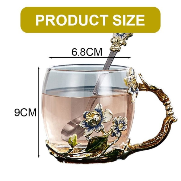 330ml enamel water glass, heat-resistant glass, flower tea