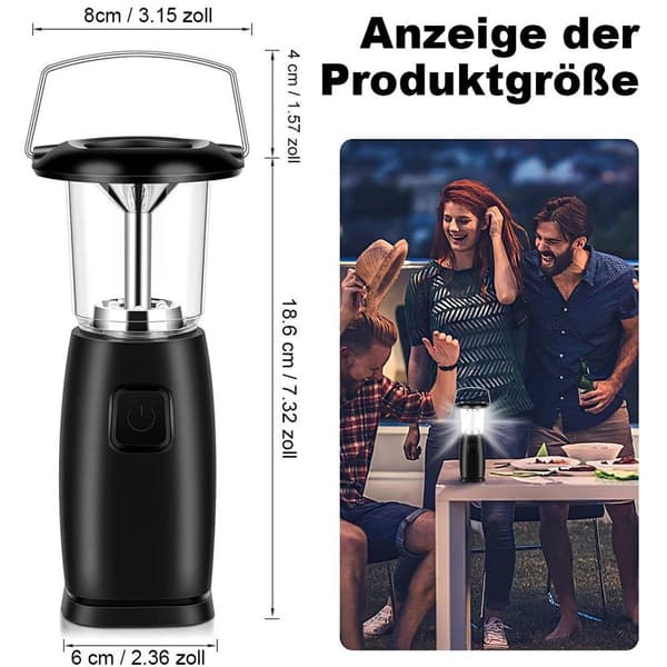 LED Solcelled Håndsveivt Dynamo LED Lys / Lanterne / Lampe for Utendørs