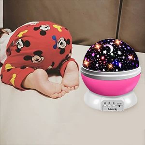 Nattelys stjernehimmel projektor, babylys 360° rotation LED stjernelys KLB