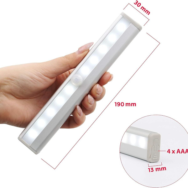 Set med 2 LED-nattlampor med rörelsesensor, skåpsbelysning, LED-remsor, KLB