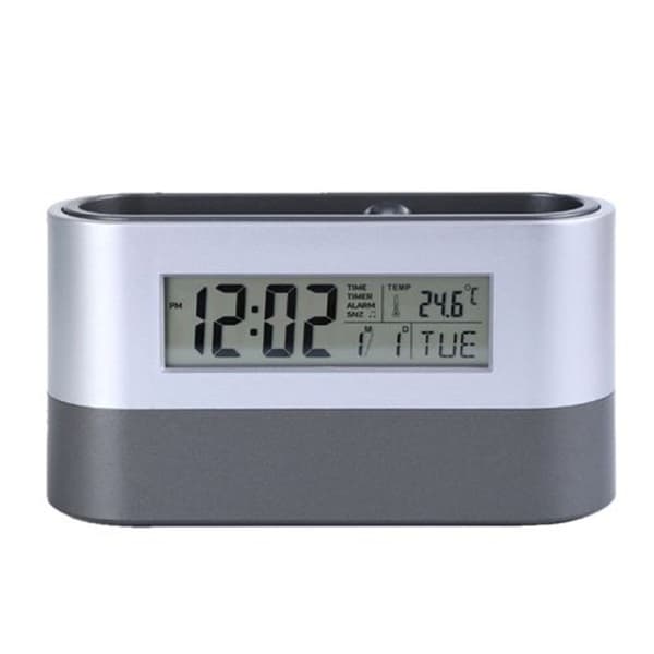 Penholder LCD Elektronisk Ur Kontor Display Temperatur Alarmur (Sort)