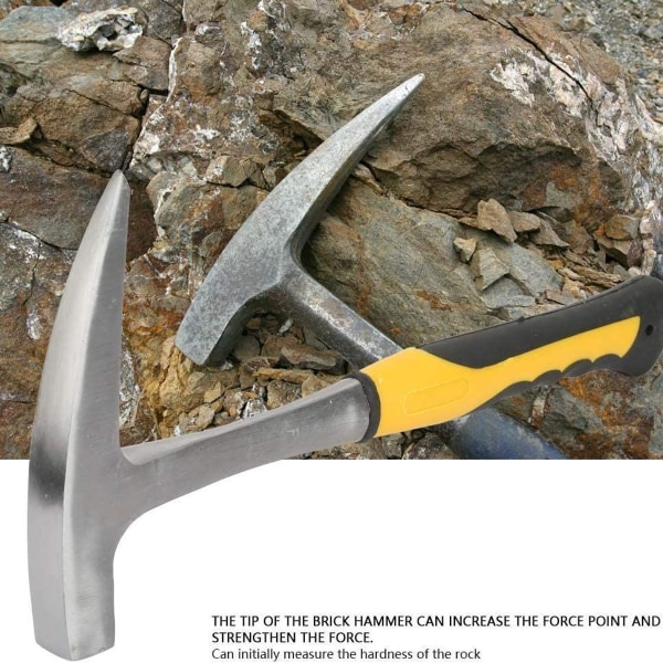 Dobbeltkop Andebæks Geologi Hammer, Rustfrit Stål Fladt Hoved Skifer Hammer med H