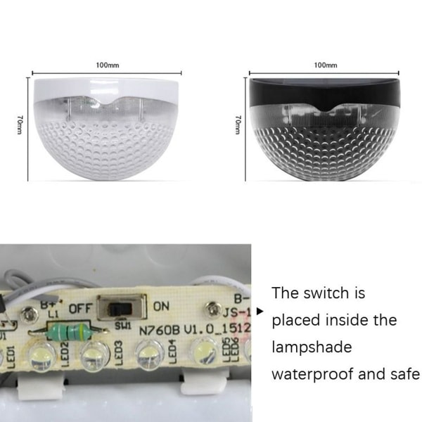 N760B 6 LED Solcells Vattendrop Stängsel Ljus i Två Färger (Svart Kropp)