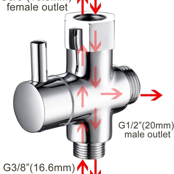 3-vägsventil Solid Brass 3/8\"-12/17 T Adapter Diverter Valve för Toalett Toalett, Ve